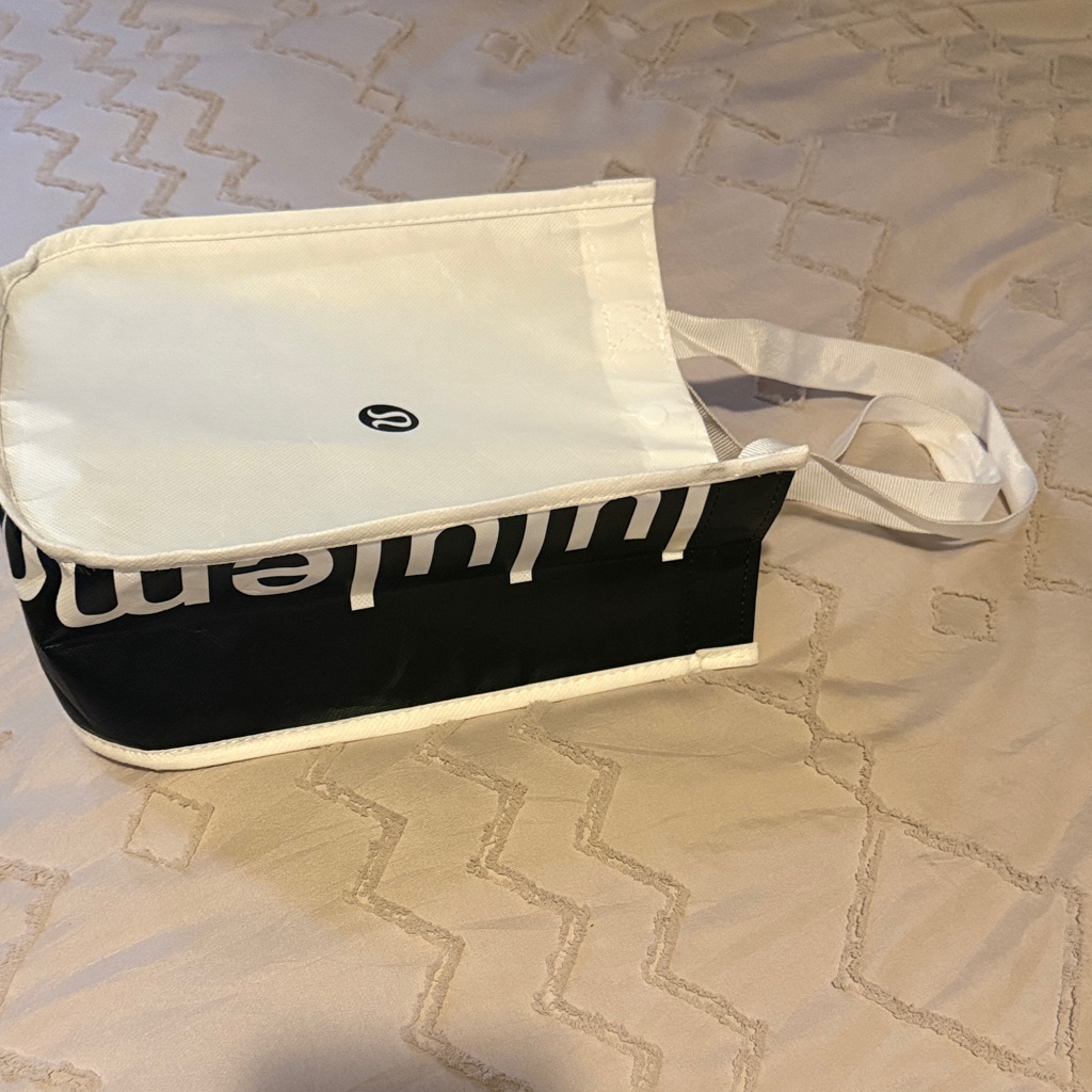 Lululemon Athletica White And Black Mini Tote Bag